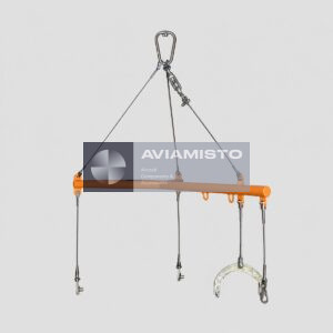 246-9908-00 TV3-117 engine lifting beam complete lifting assembly with beam, cables, turnbuckle and attachment fittings on a light-grey background