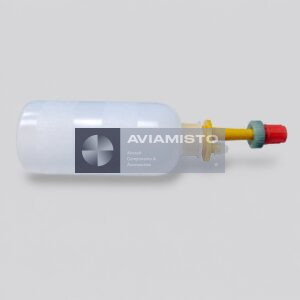 8-100 (ESK-1) tail rotor feathering-hinge oil filling fixture complete translucent reservoir with yellow connector tube, blue-green knurled collar, red end cap and side fitting