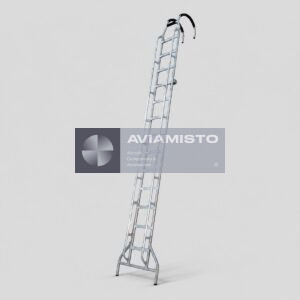 8-9905-00 tail boom entrance ladder complete narrow tubular maintenance ladder with full rung structure, wide lower support base and twin curved padded upper hooks