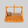 8AT-9937-00 rotor blade track checking platform fixture complete orange fixture with perforated platform, center post, side braces, top crossbar and front hinge