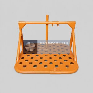 8AT-9937-00 rotor blade track checking platform fixture complete orange fixture with perforated platform, center post, side braces, top crossbar and front hinge