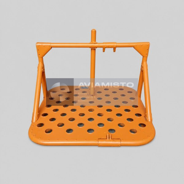 8AT-9937-00 rotor blade track checking platform fixture complete orange fixture with perforated platform, center post, side braces, top crossbar and front hinge