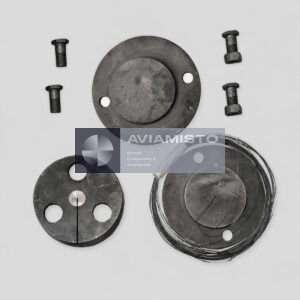 8AT-9950-00 tail shaft support alignment checking fixture complete fixture kit with three circular alignment plates, four fasteners, connecting wire and visible machined features