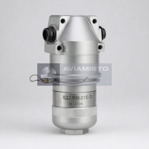 8D2.966.015-2 hydraulic filter with mounting holes, side connections and identification plate