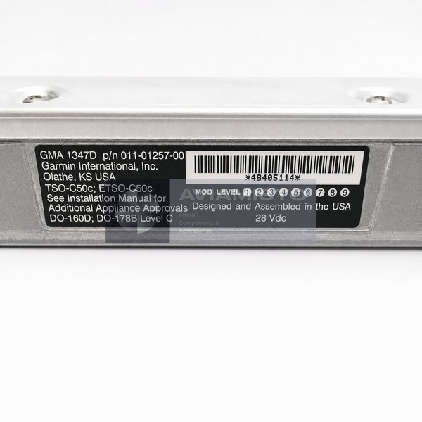 011-01257-00 Garmin GMA 1347D identification plate