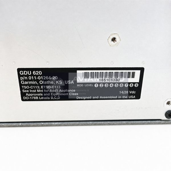 011-01264-20 Garmin GDU 620 identification plate