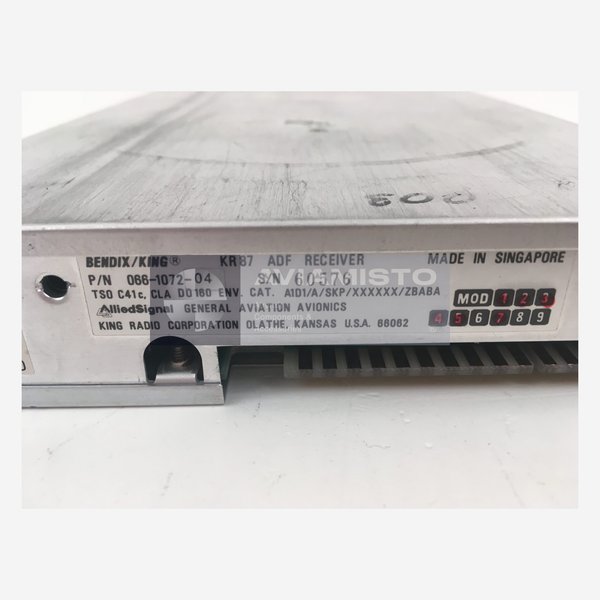 066-1072-04 BendixKing KR 87 ADF receiver identification plate