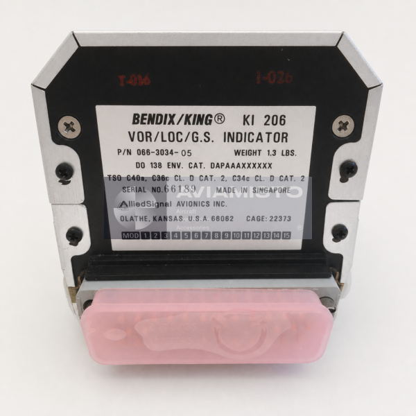 066-3034-05 BendixKing KI 206 VOR LOC glideslope indicator identification plate