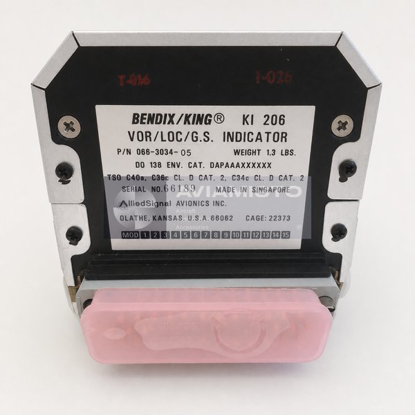 066-3034-05 BendixKing KI 206 VOR LOC glideslope indicator identification plate