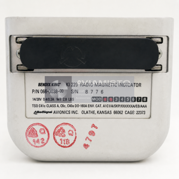 066-3038-00 BendixKing KI 229 radio magnetic indicator identification plate