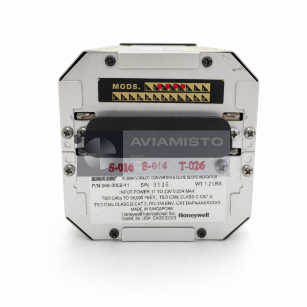 066-3056-11 BendixKing KI 209A VOR LOC glideslope indicator identification plate