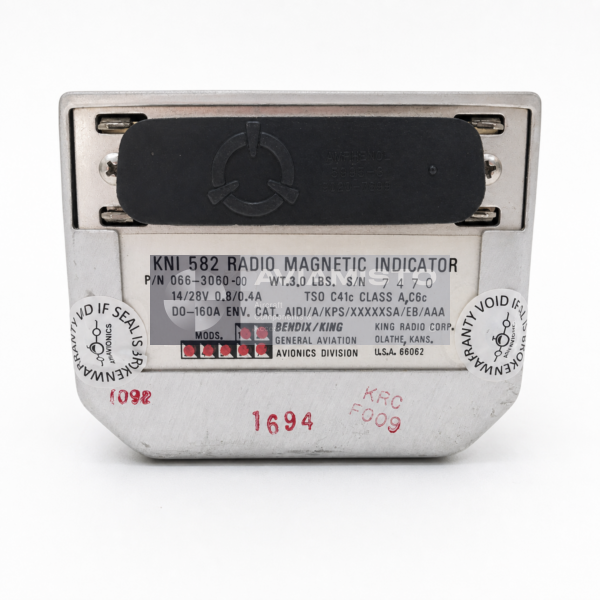 066-3060-00 BendixKing KNI 582 radio magnetic indicator identification plate