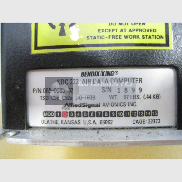 065-0085-02 BendixKing KDC 222 identification plate