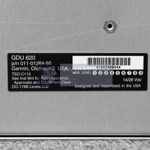 011-01264-50 Garmin GDU 620 exact manufacturer identification plate
