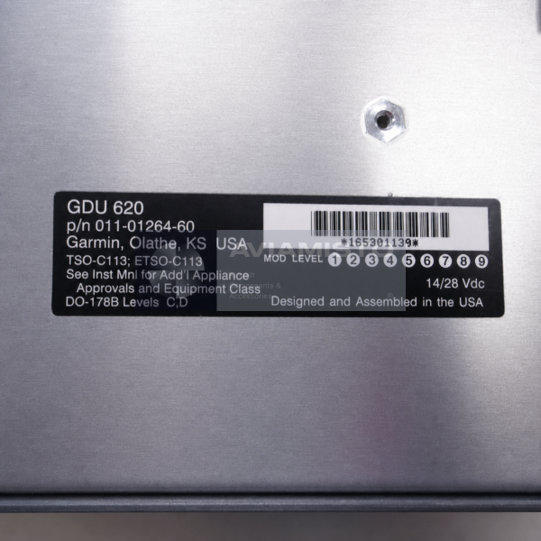 011-01264-60 Garmin GDU 620 exact manufacturer identification plate