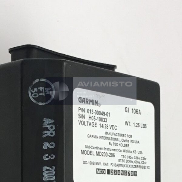 013-00049-01 Garmin GI 106A identification plate