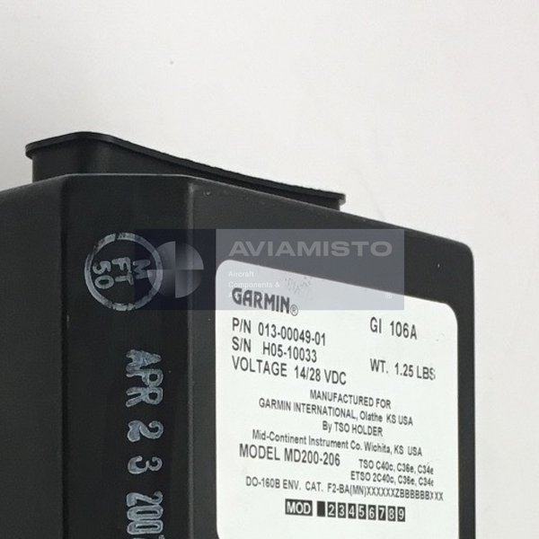 013-00049-01 Garmin GI 106A identification plate