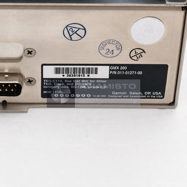 011-01271-00 Garmin GMX 200 identification plate