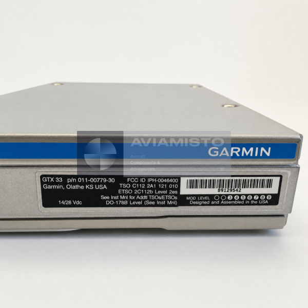 011-00779-30 Garmin GTX 33ES transponder exact identification plate