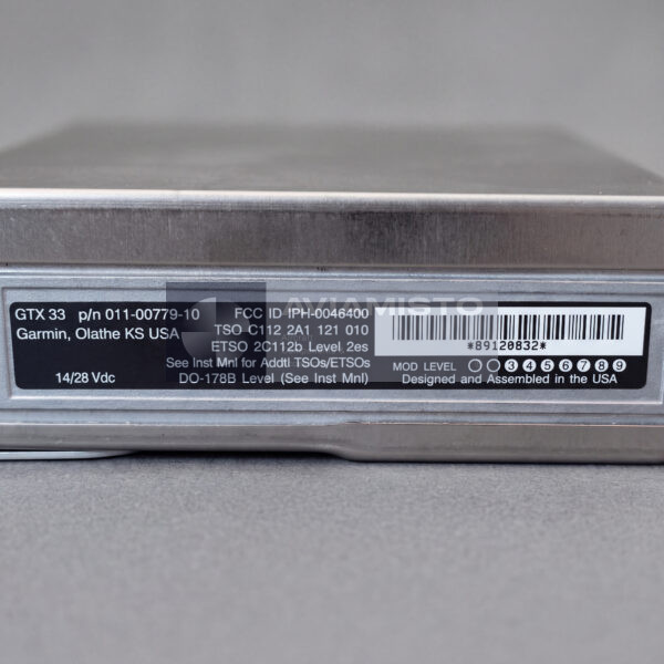 011-00779-10 Garmin GTX 33 remote Mode S transponder identification view