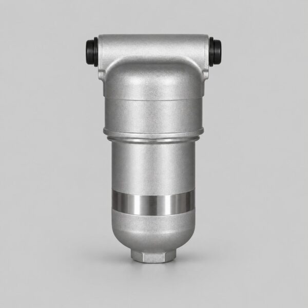 11GF9SN-1 hydraulic filter reference with horizontal top bar, black end caps, polished band and bottom hex fitting