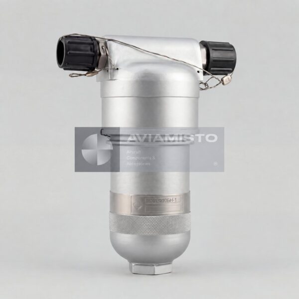 12GF10BN-1 hydraulic filter illustration with cylindrical housing and capped ports