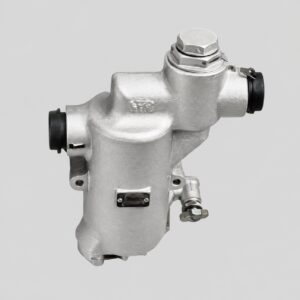 12TF29-1 fuel filter with cast housing, capped side connections, upper plug and mounting lugs