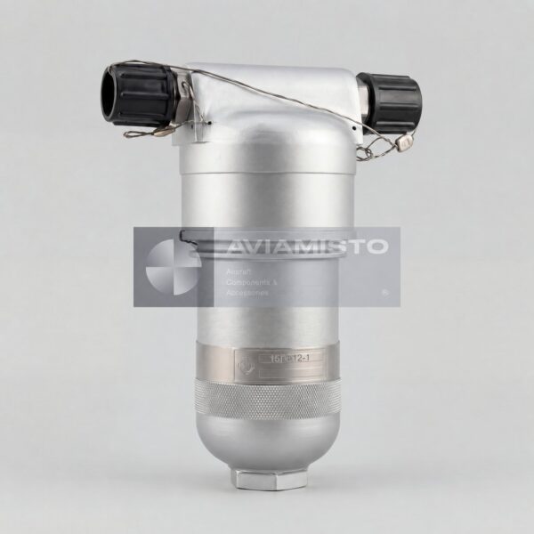 15GF12-1 hydraulic filter illustration with cylindrical housing and capped ports