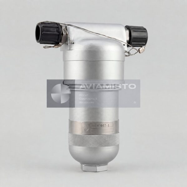15GF17-1 hydraulic filter illustration with cylindrical housing and capped ports