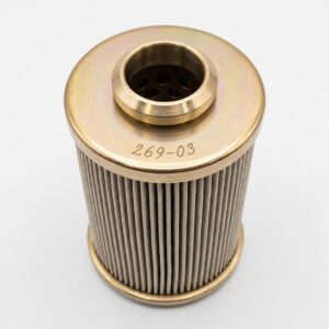 269-03 filter element illustration with a gold-tone upper cap and pleated body
