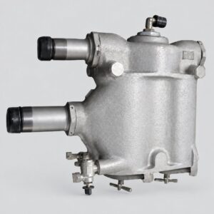 8D2.966.003-01 fuel filter with housing, two left-facing capped pipes, top elbow and lower drain