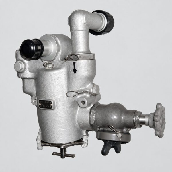8D2.966.005 fuel filter with housing, upper capped connections, side valve chamber and handwheel