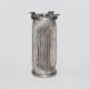 8D2.966.022-7 filter element with pleated mesh, metal end caps and upper mounting lugs