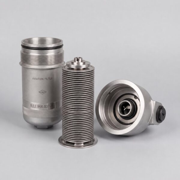 8D2.966.037-8 hydraulic filter illustration showing housing, cartridge and detached head