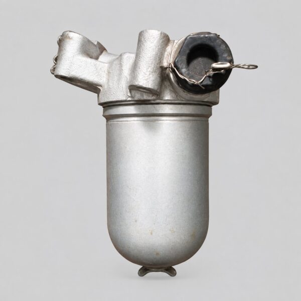 8D2.966.125 fuel filter with narrow filter bowl, angled capped openings, upper seam and lower foot