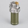 8D2.966.458 hydraulic filter with olive cylindrical bowl, silver upper housing, threaded side port and top connector