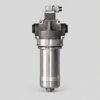 8D2.966.469 hydraulic filter with tall cylindrical bowl, cast upper housing, capped side ports and top connector
