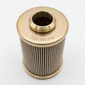 8D5.886.036 filter element illustration with a gold-tone upper cap and pleated body