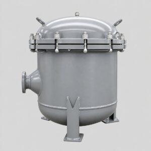EALR.061146.009-01 fuel filter with vessel housing, domed lid, lid fasteners, side flange and support feet