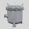 EALR.061146.009 fuel filter with vessel housing, domed lid, lid fasteners, side flange and support feet