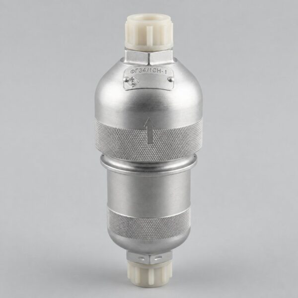 FG34/1SN-1 hydraulic filter illustration with silver cylindrical housing and protective end caps