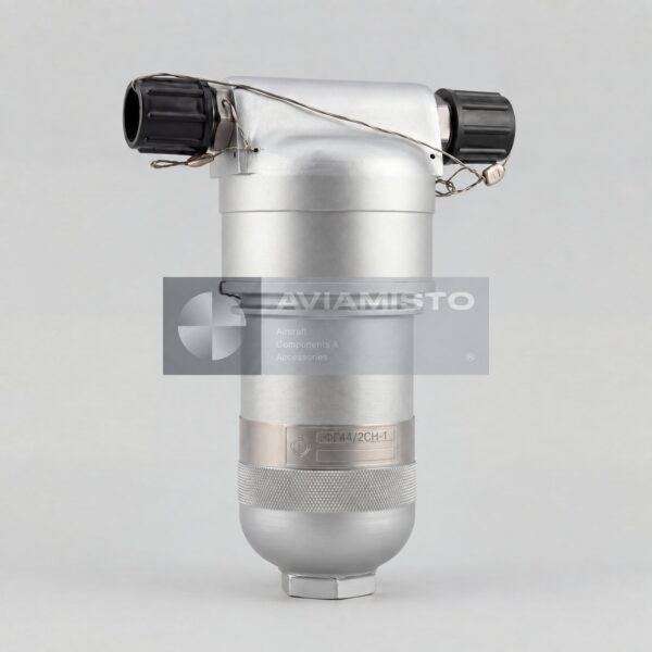 FG44/2SN-1 hydraulic filter illustration with cylindrical housing and capped ports
