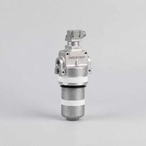 ZHKDE.061146.007 hydraulic filter illustration with cylindrical housing and upper electrical connector